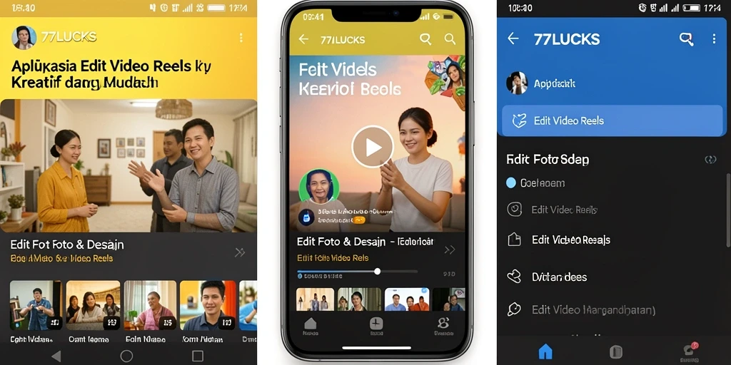 Antarmuka sederhana dan fitur menarik dari 77LUCKS untuk Edit Video Reels.