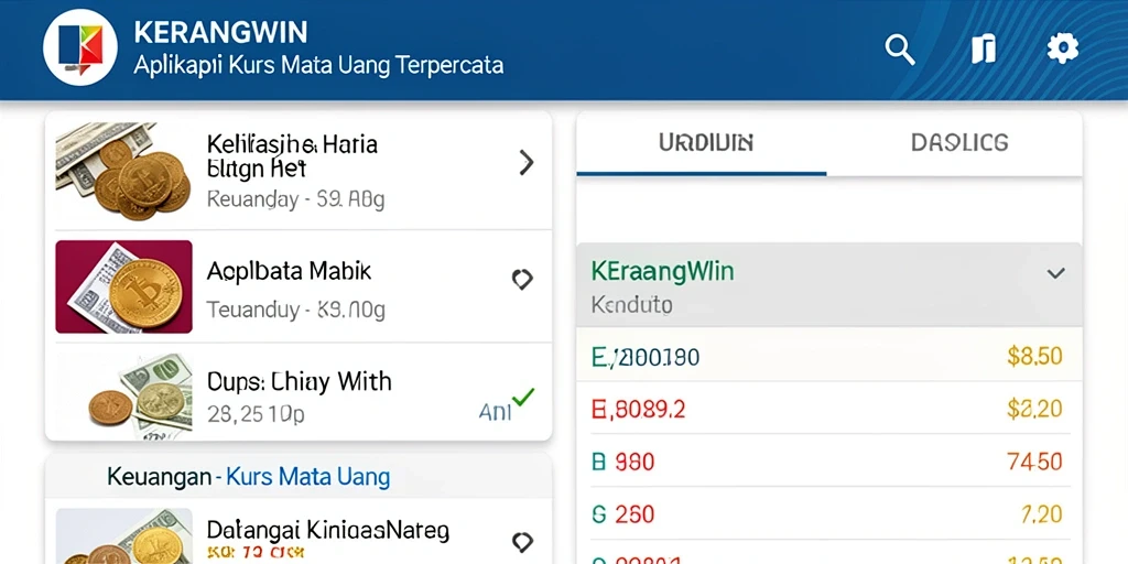 Tampilan antarmuka KERANGWIN yang menampilkan nilai tukar terkini.