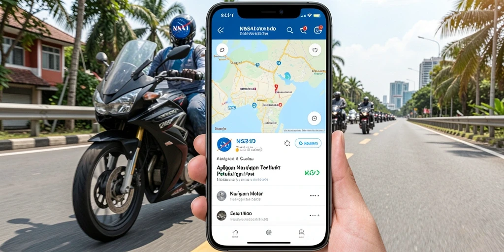 Tampilan antarmuka aplikasi NASA4D yang mudah digunakan untuk navigasi motor.